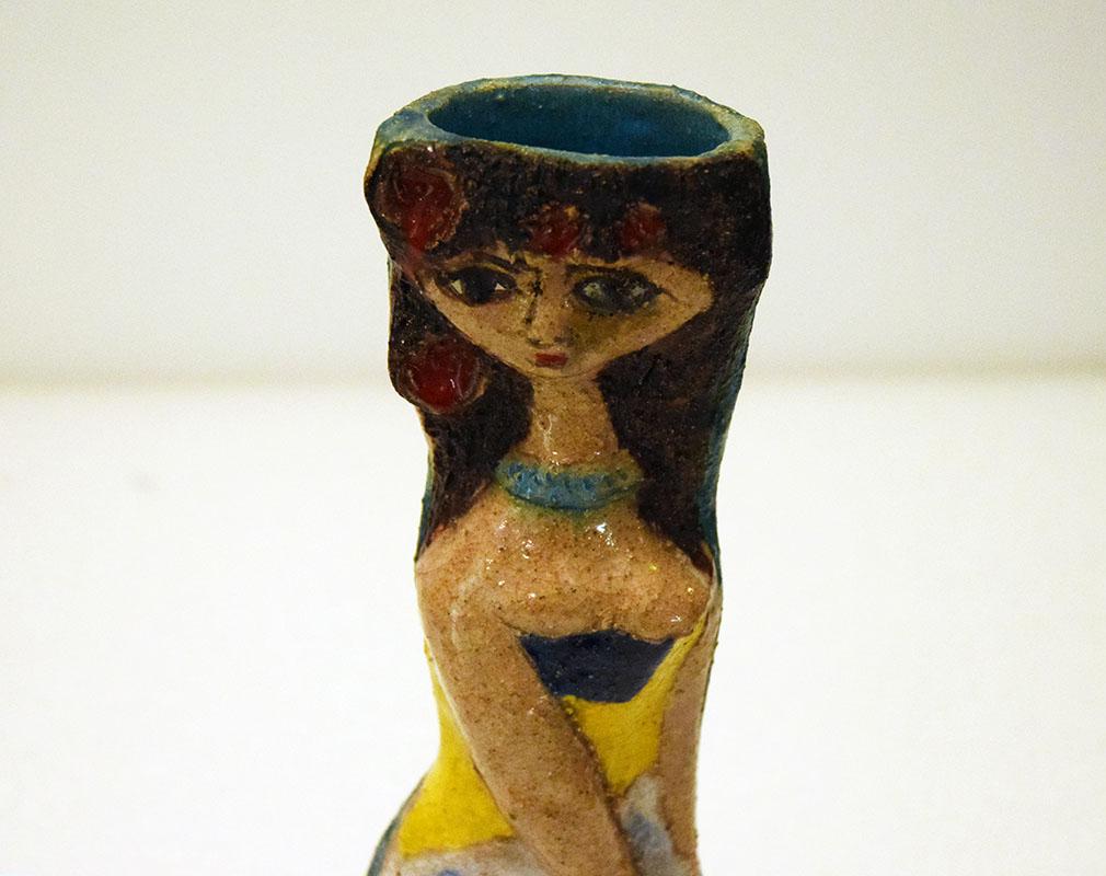 Paire de vases sculptures en céramique Marcello Fantoni, Arlequin et Colombine, années 1960 en vente 2
