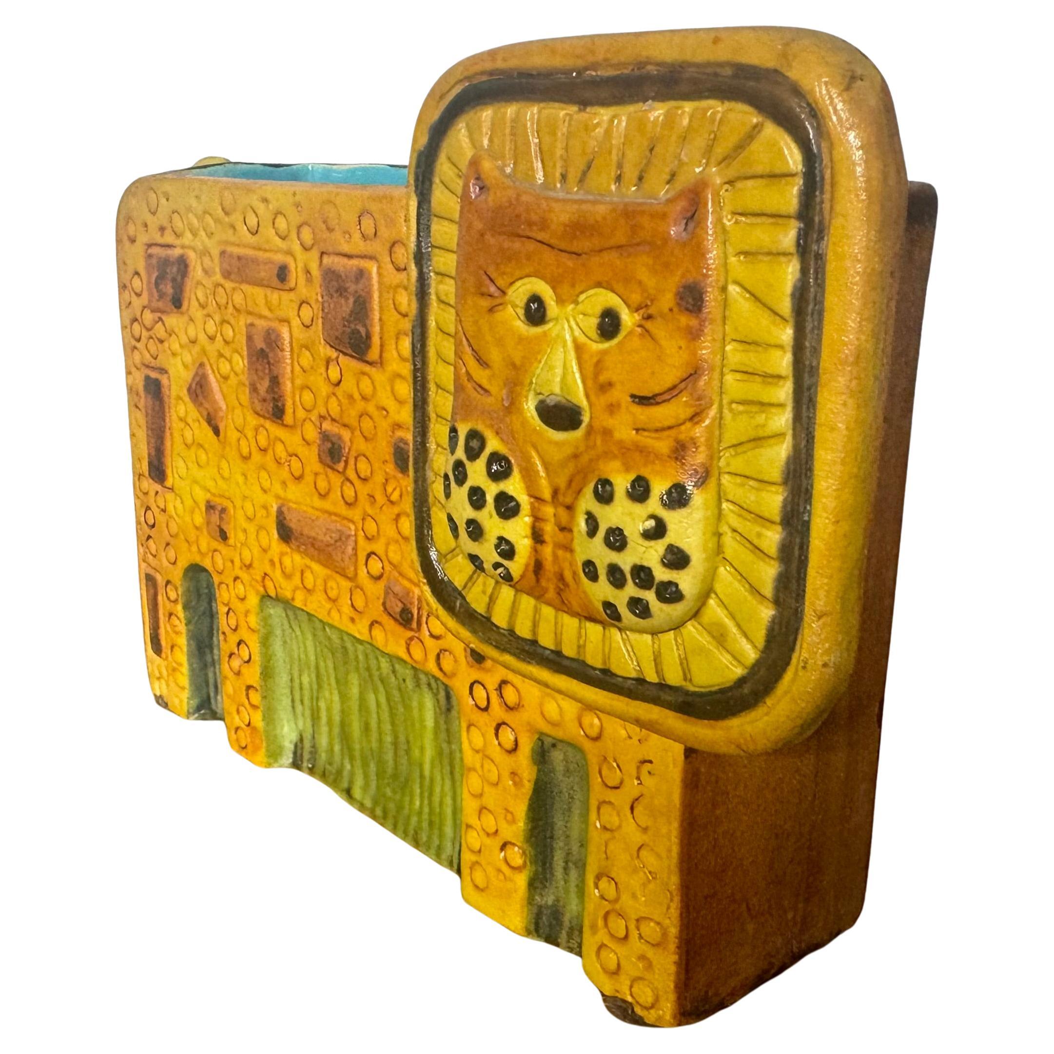Marcello Fantoni Raymor Lion  Sculpture/plante Jaune vif Poterie signée en vente