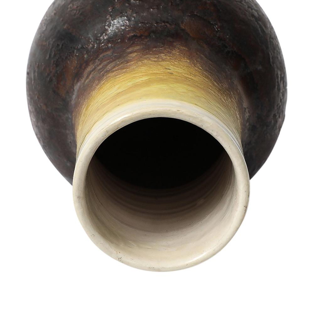 Marcello Fantoni Vase Raymor, céramique, émail goutte à goutte, rouge bourgogne, jaune, signé en vente 9