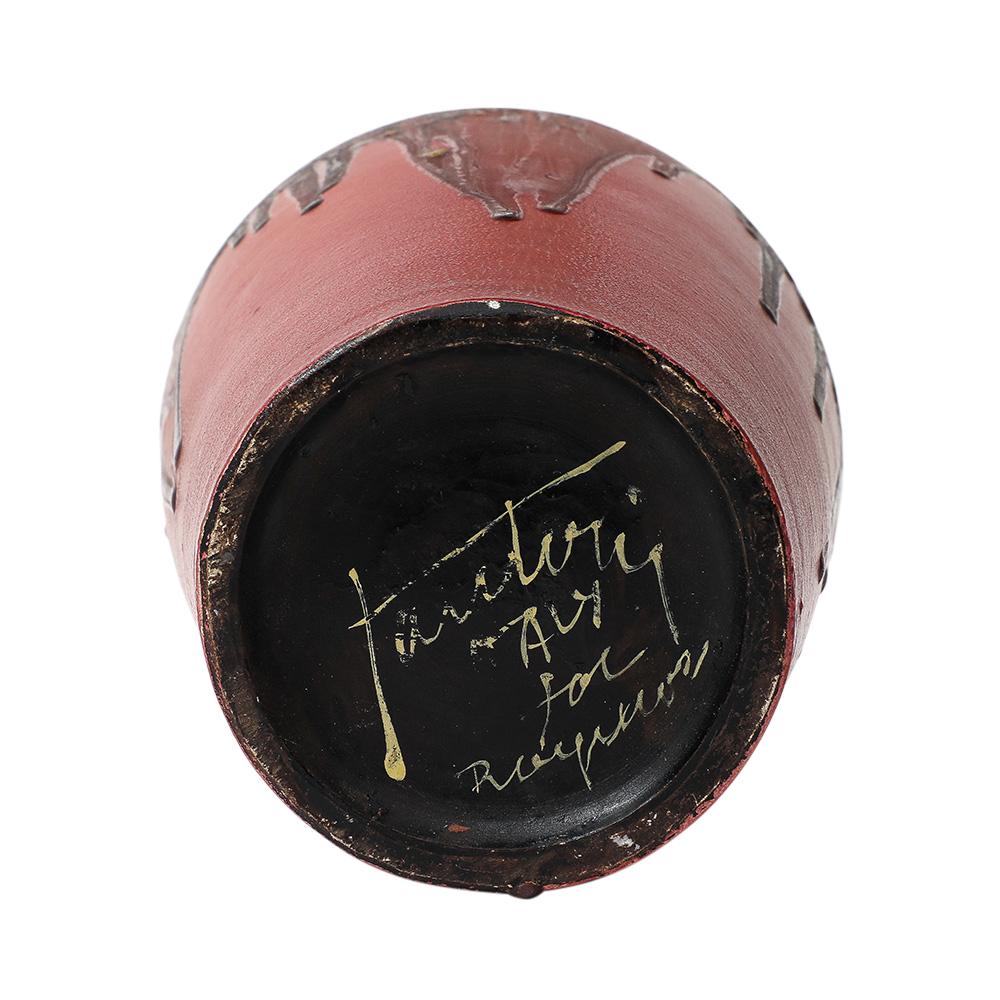 Marcello Fantoni Vase Raymor, céramique, émail goutte à goutte, rouge bourgogne, jaune, signé en vente 10
