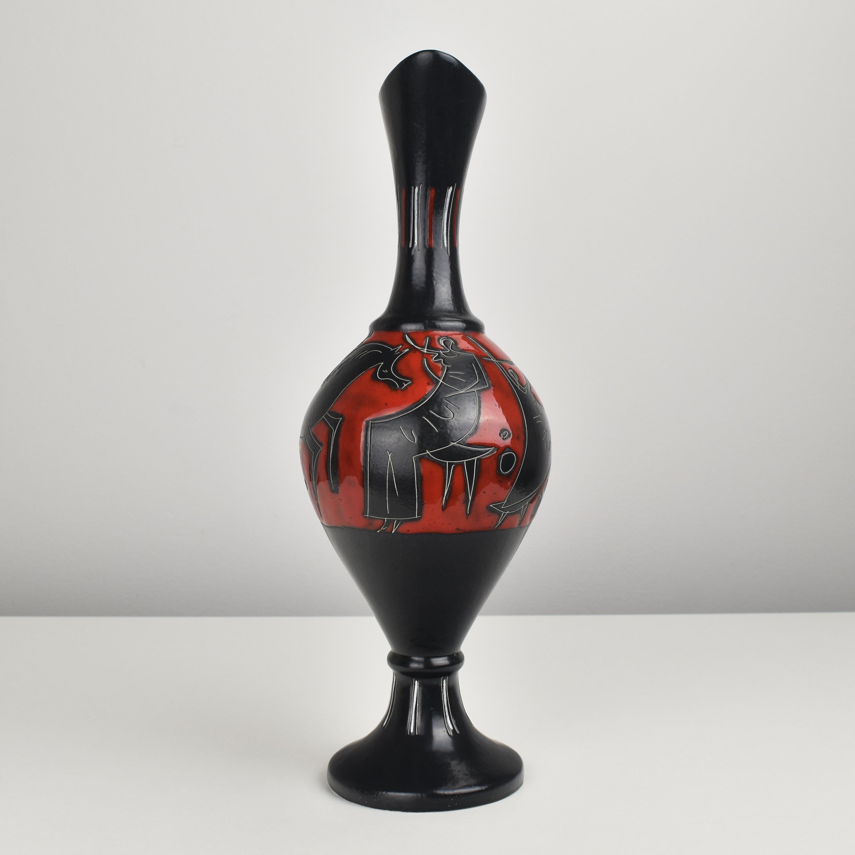 italien Vase à cruches sgraffite Marcello Fantoni en céramique Raymor Italie en vente