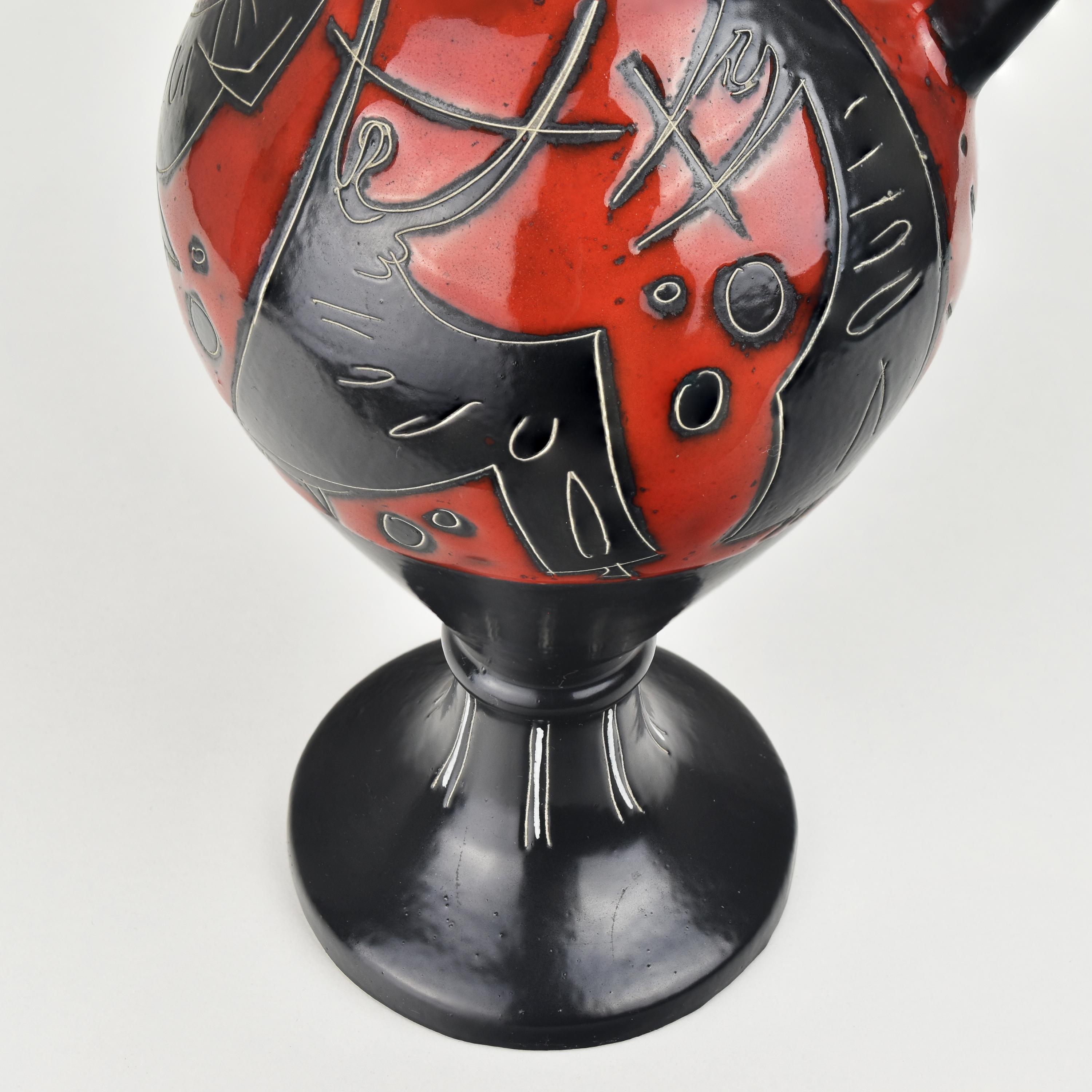 Céramique Vase à cruches sgraffite Marcello Fantoni en céramique Raymor Italie en vente