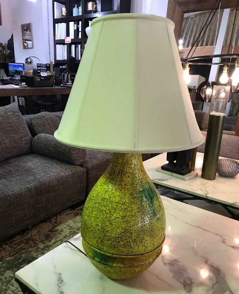 Marcello Fantoni Signed Midcentury Italian Raymor Glazed Ceramic Table Lamp For Sale 6