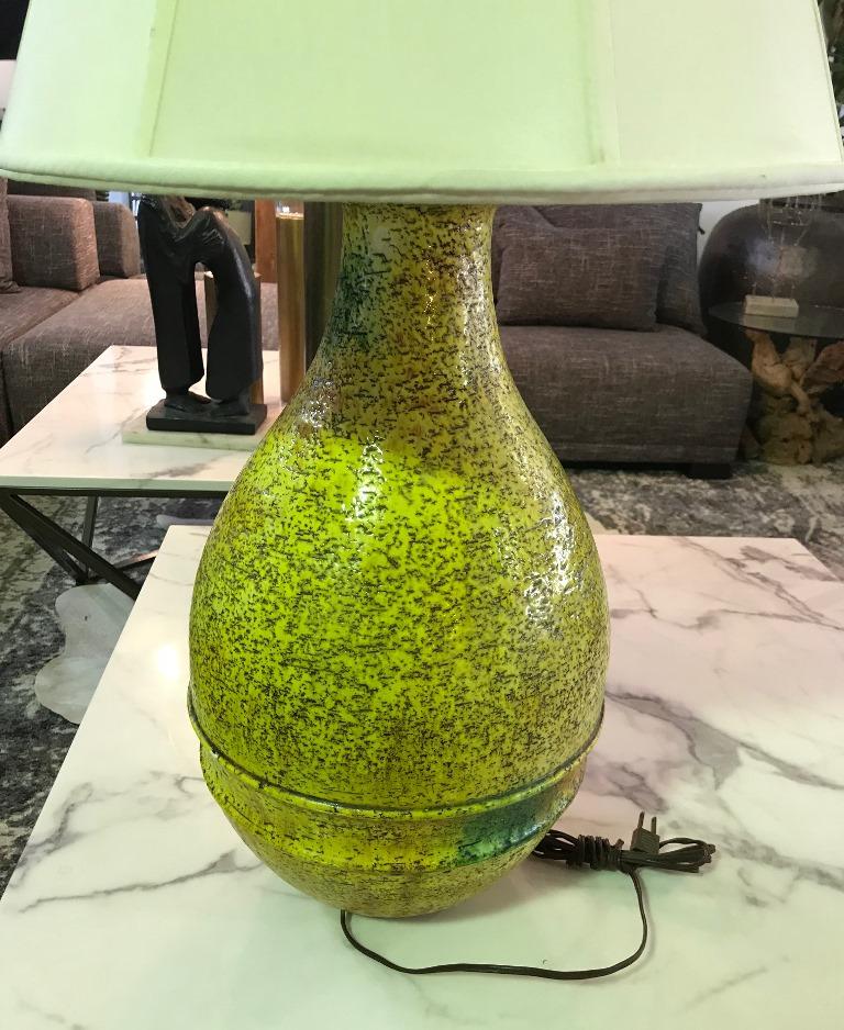 Mid-20th Century Marcello Fantoni Signed Midcentury Italian Raymor Glazed Ceramic Table Lamp For Sale