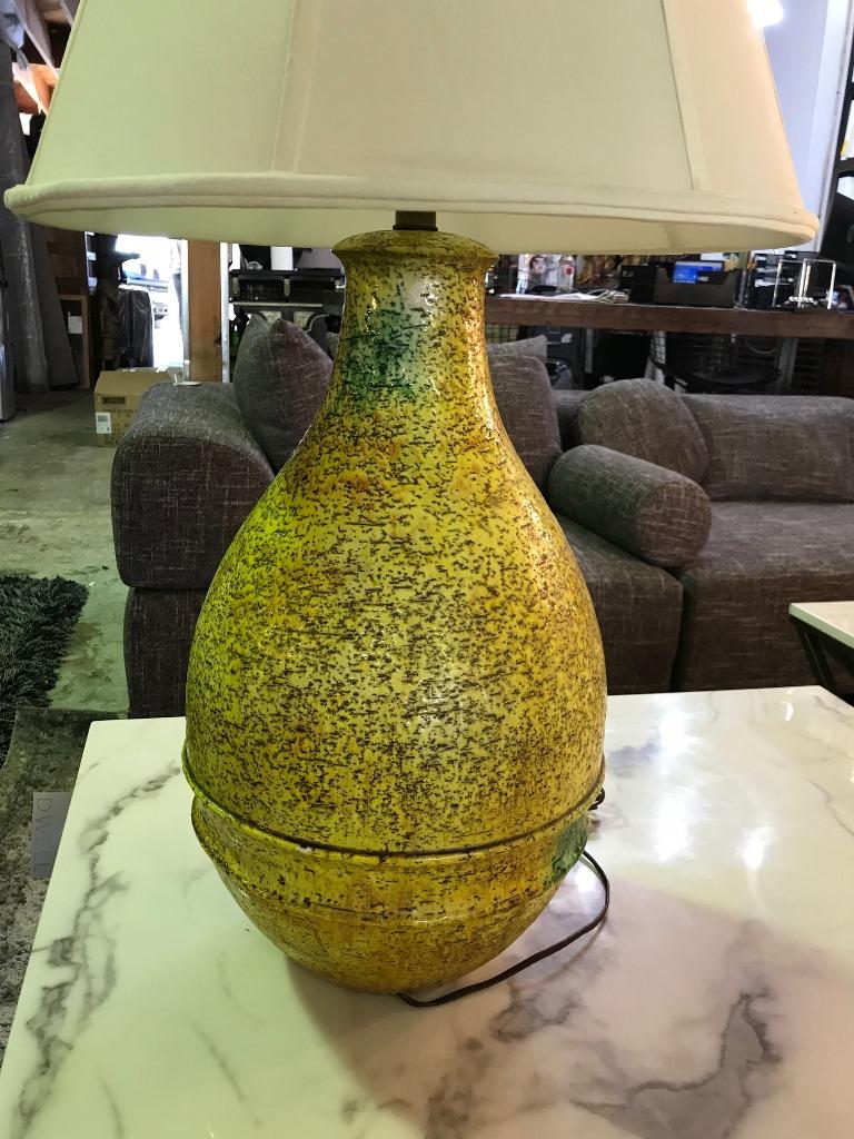 Marcello Fantoni Signed Midcentury Italian Raymor Glazed Ceramic Table Lamp For Sale 1