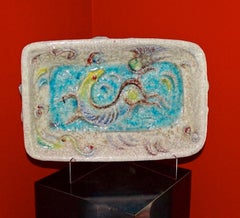 Marcello Fantoni Signed Large Rectangular Glazed Ceramic Bowl