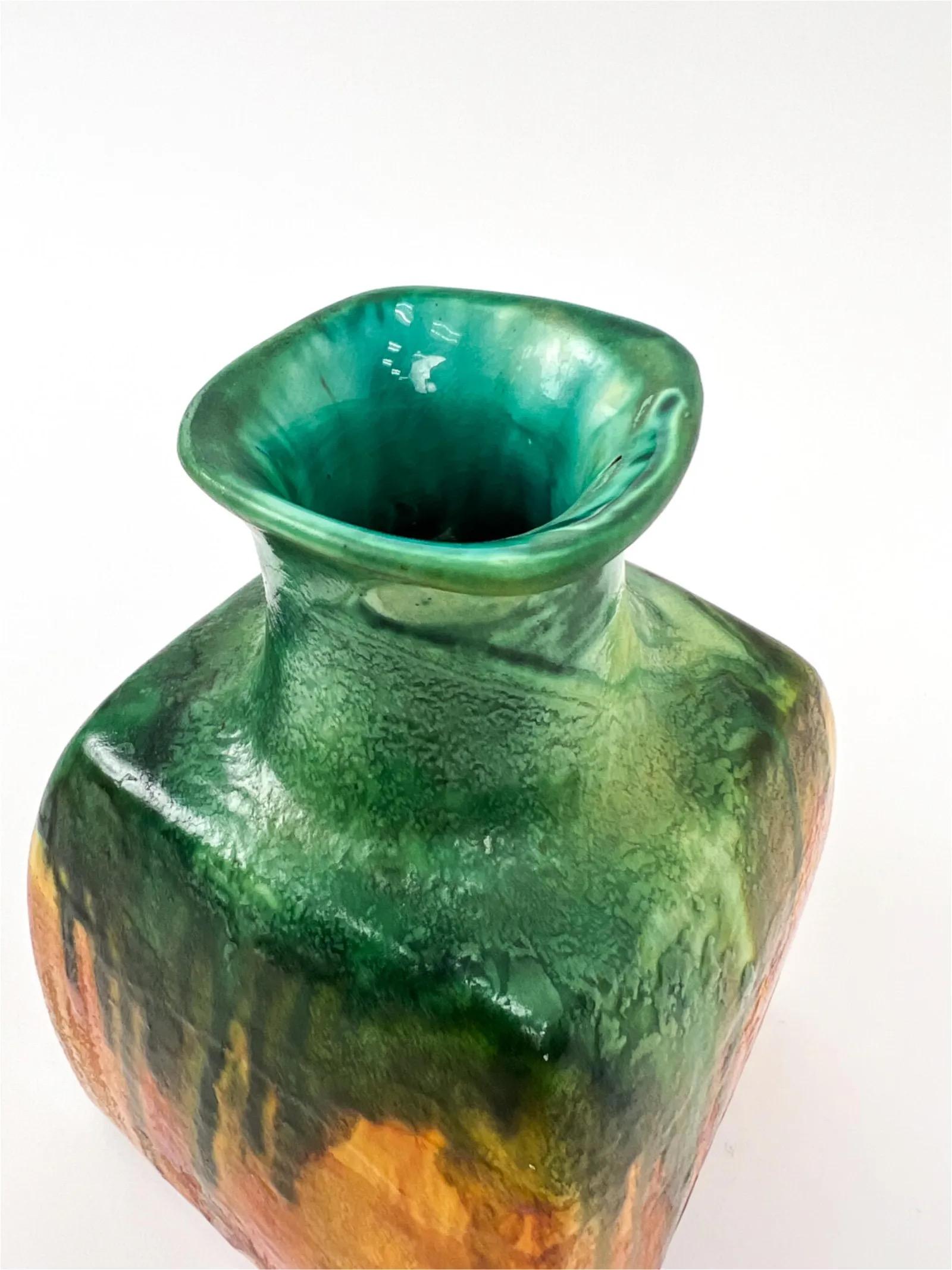 Marcello Fantoni Square Ceramic Modernist Vase, Italy, Signed, Numbered For Sale 3