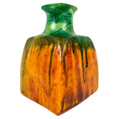 Marcello Fantoni Square Ceramic Modernist Vase, Italy, Signed, Numbered