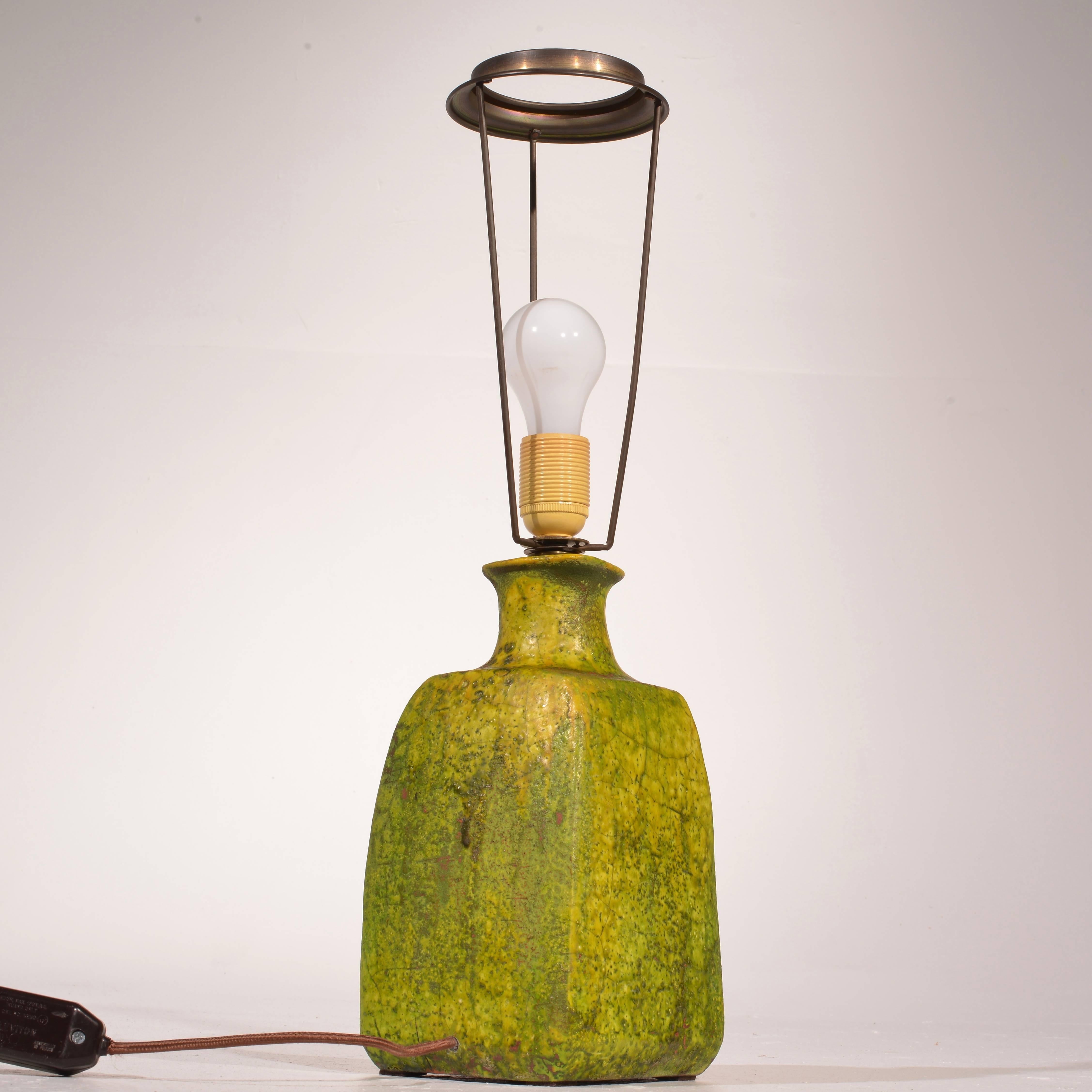 Mid-20th Century Marcello Fantoni Studio Ceramic Table Lamp For Sale
