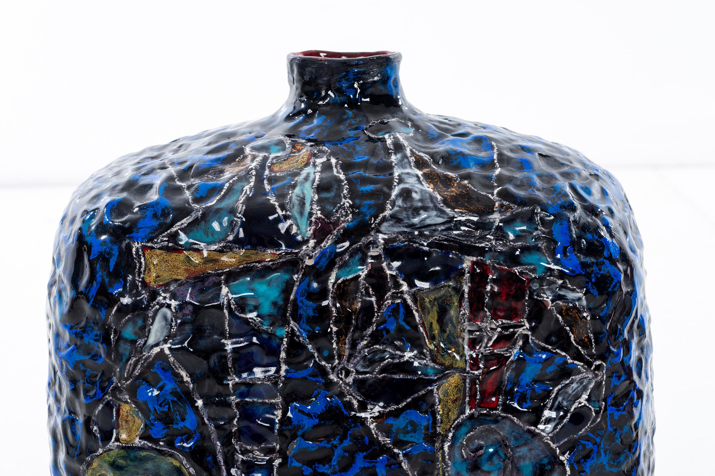 Glazed Marcello Fantoni Studio Vase For Sale