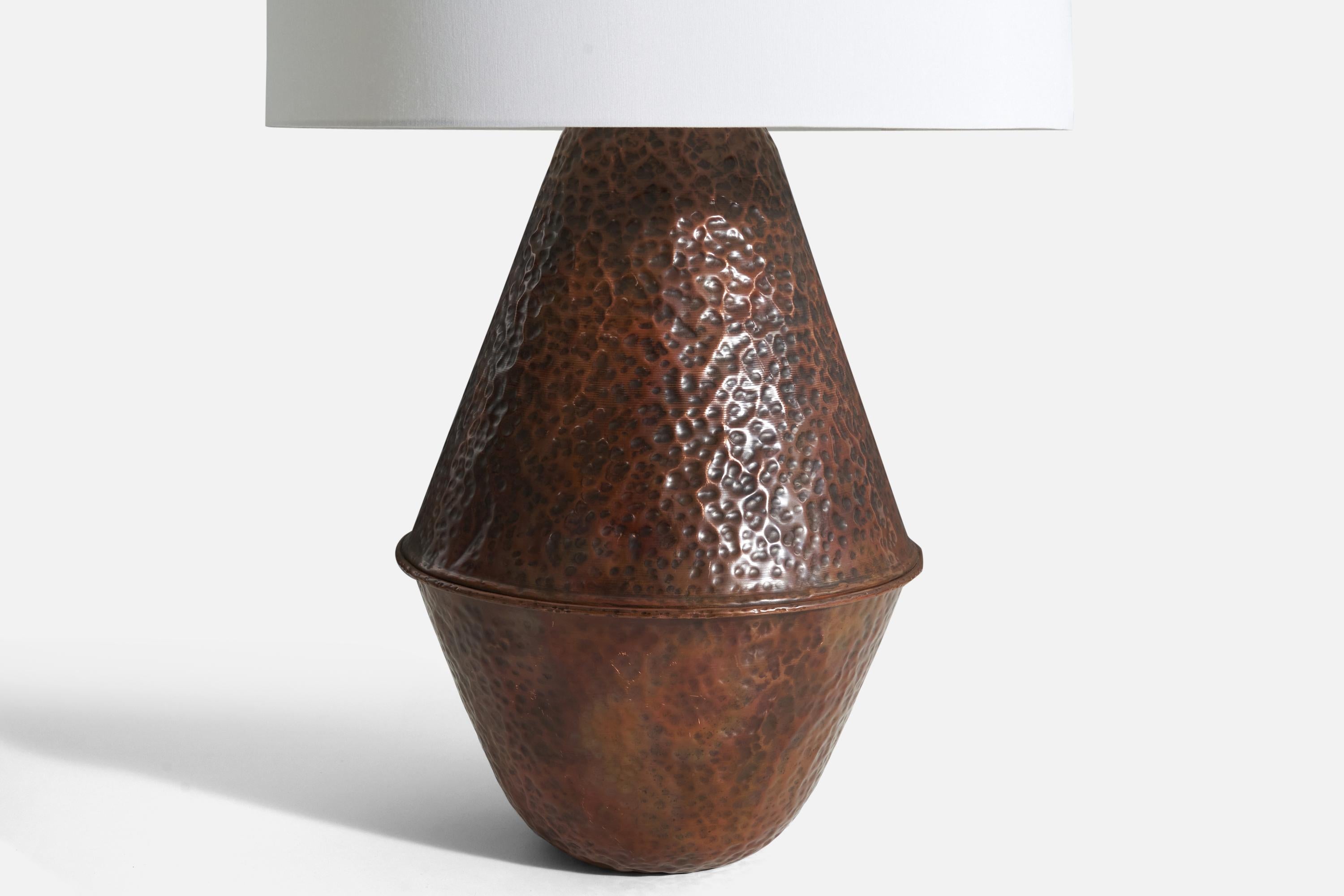 hammered copper table lamp