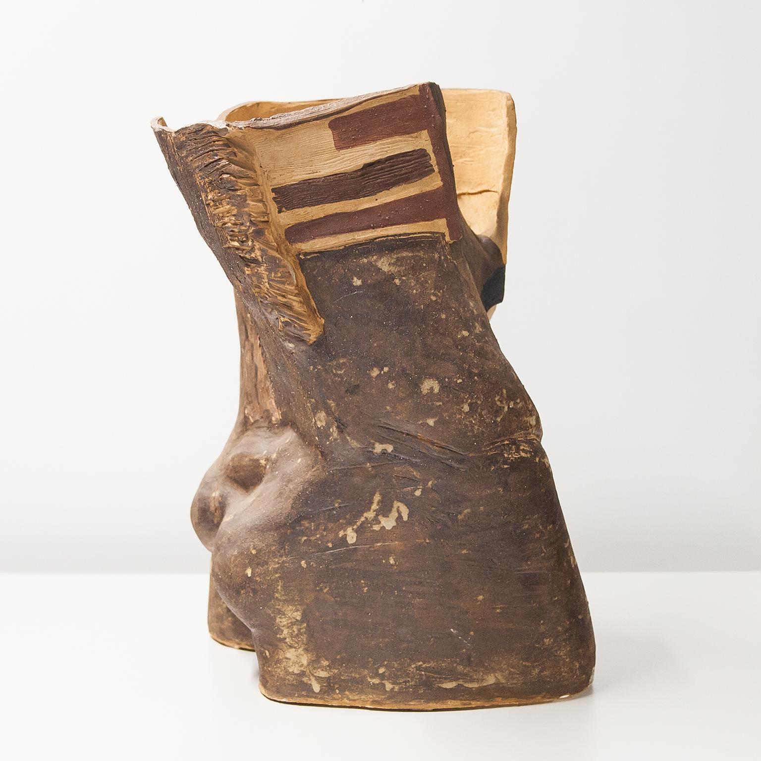 Late 20th Century Marcello Fantoni Unique Sculptural Ceramic Object Torso 1986 For Sale
