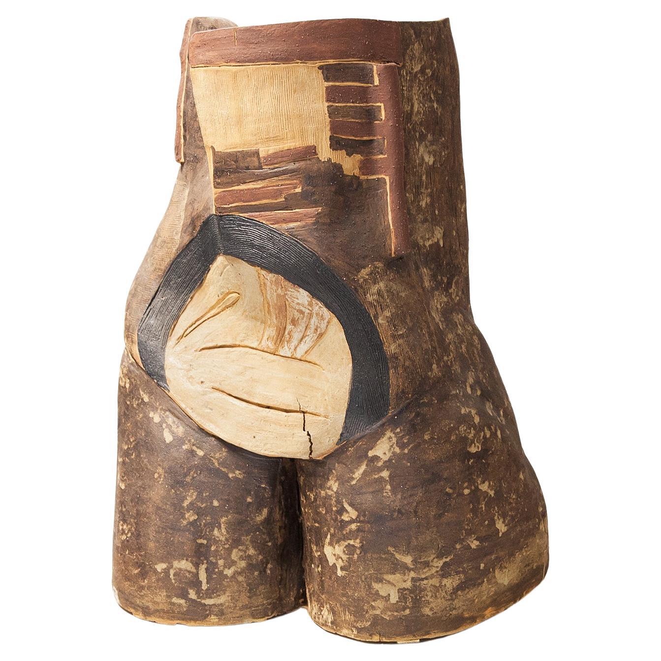 Marcello Fantoni Unique Sculptural Ceramic Object Torso 1986 For Sale