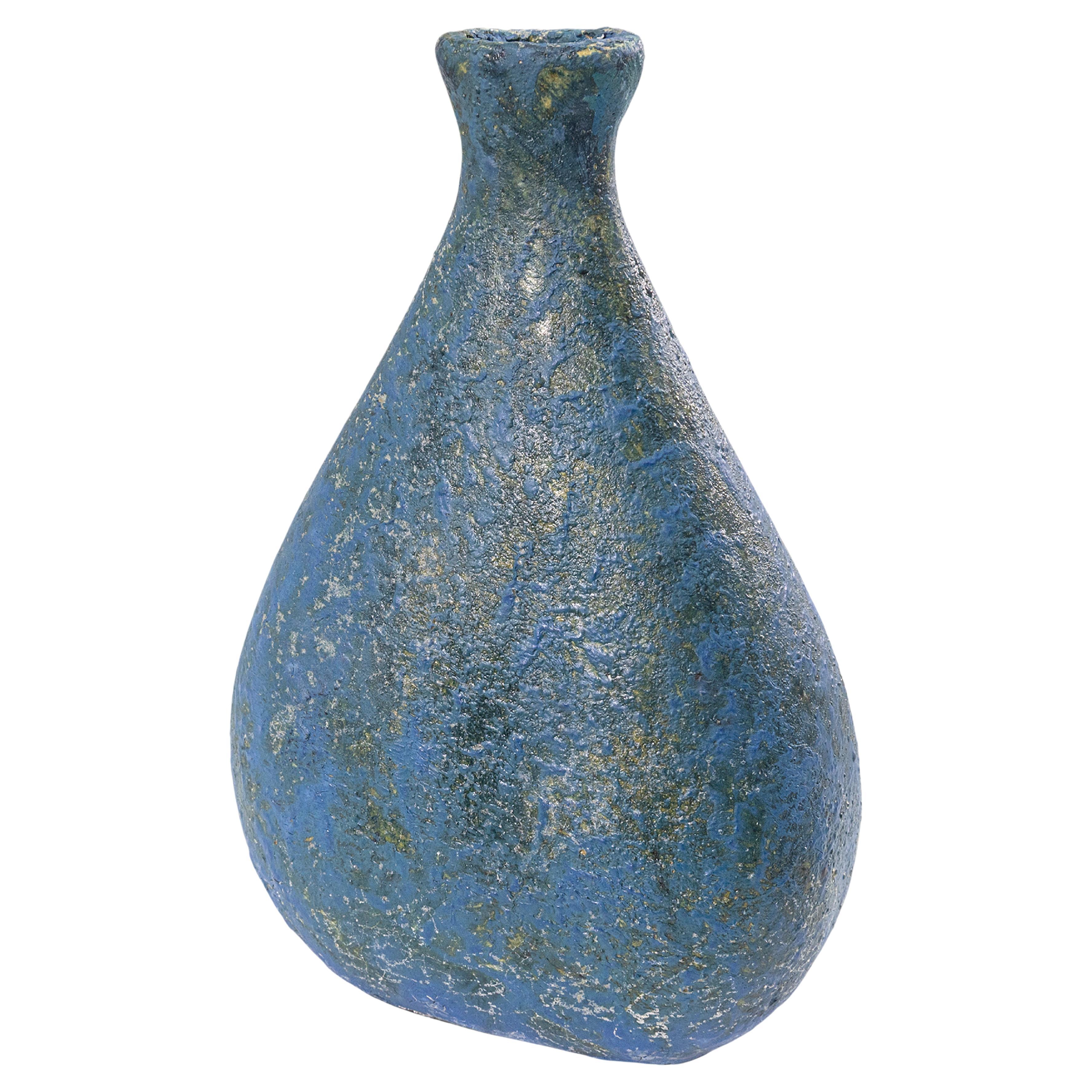 Marcello Fantoni Vase c. 1950s Signed Modernist Textured Volcanic Glazed Ceramic im Angebot