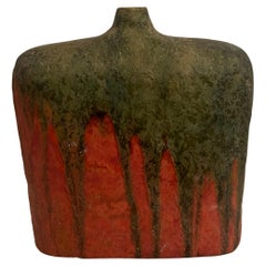 Vaso di Marcello Fantoni per Raymor, Italia, Arancione, Verde, Smalto lavico, Firmato