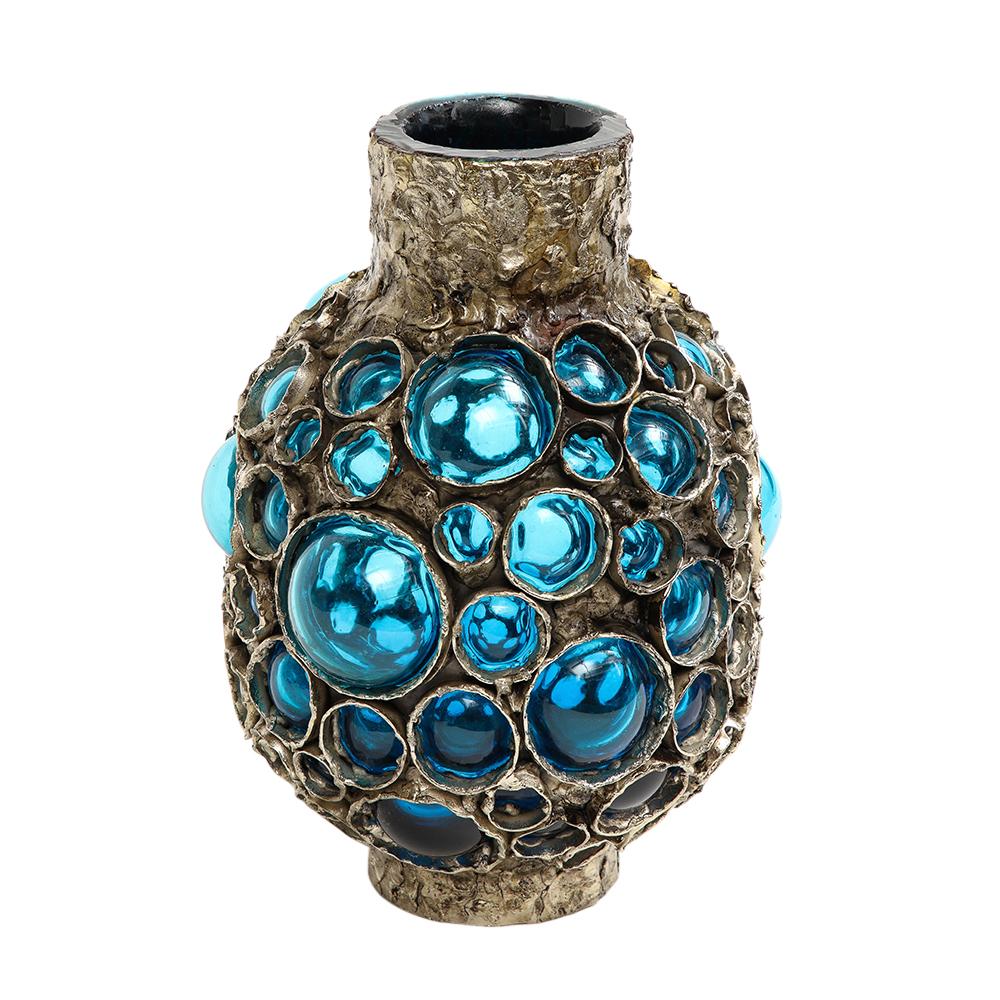 Marcello Fantoni Vase, Fused Metal, Blown Glass, Signed For Sale 10