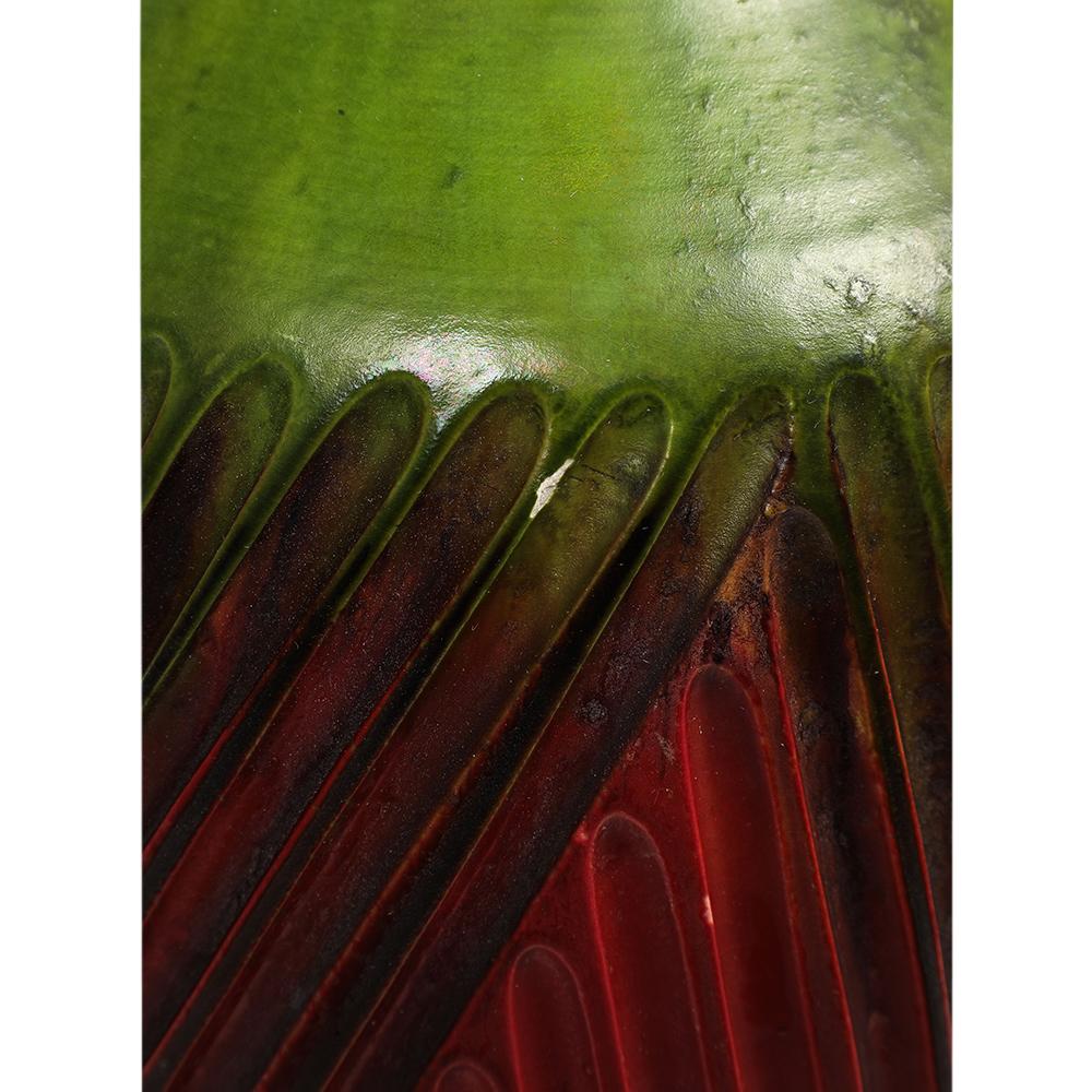 Vase Marcello Fantoni, grès incisé, rouge, vert, bleu, glaçure à gouttes, signé en vente 4