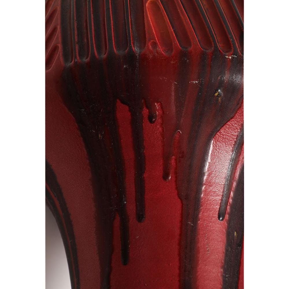 Vase Marcello Fantoni, grès incisé, rouge, vert, bleu, glaçure à gouttes, signé en vente 6