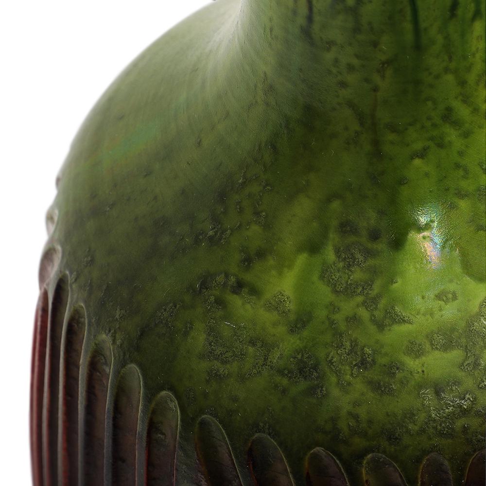 Vase Marcello Fantoni, grès incisé, rouge, vert, bleu, glaçure à gouttes, signé en vente 11