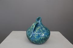 Marcello Fantoni Vintage Blue Pitcher in Ceramic, Signed