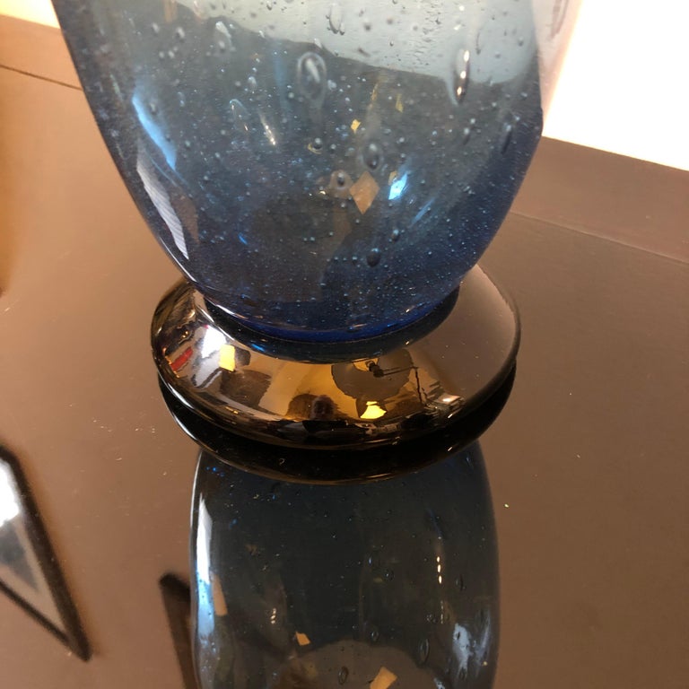 Marcello Furlan for L.I.P. Vintage Black and Blue Murano Glass Vase