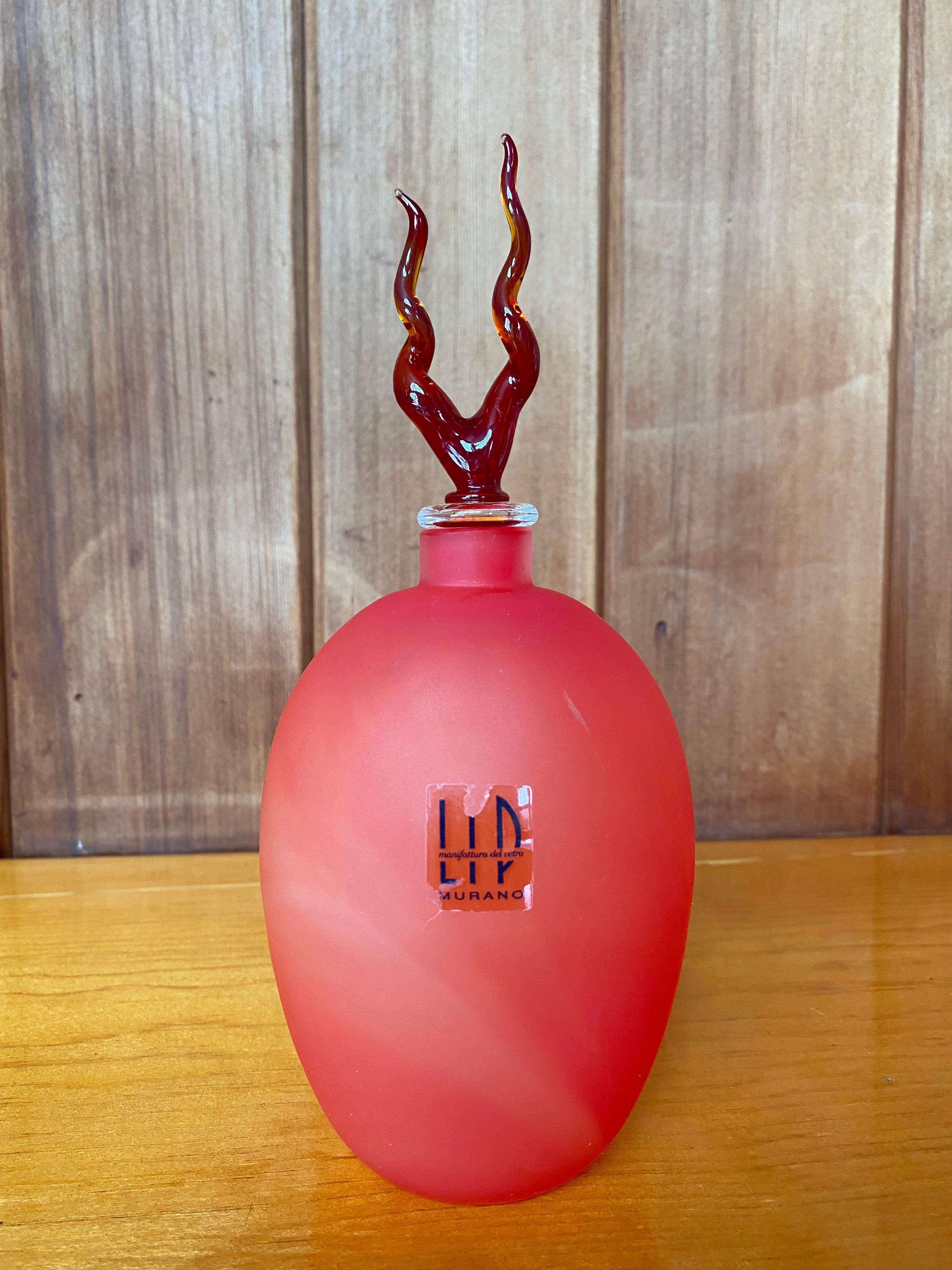 Modern Marcello Furlan LIP Manifattura del Vetro Red Murano Glass Bottle