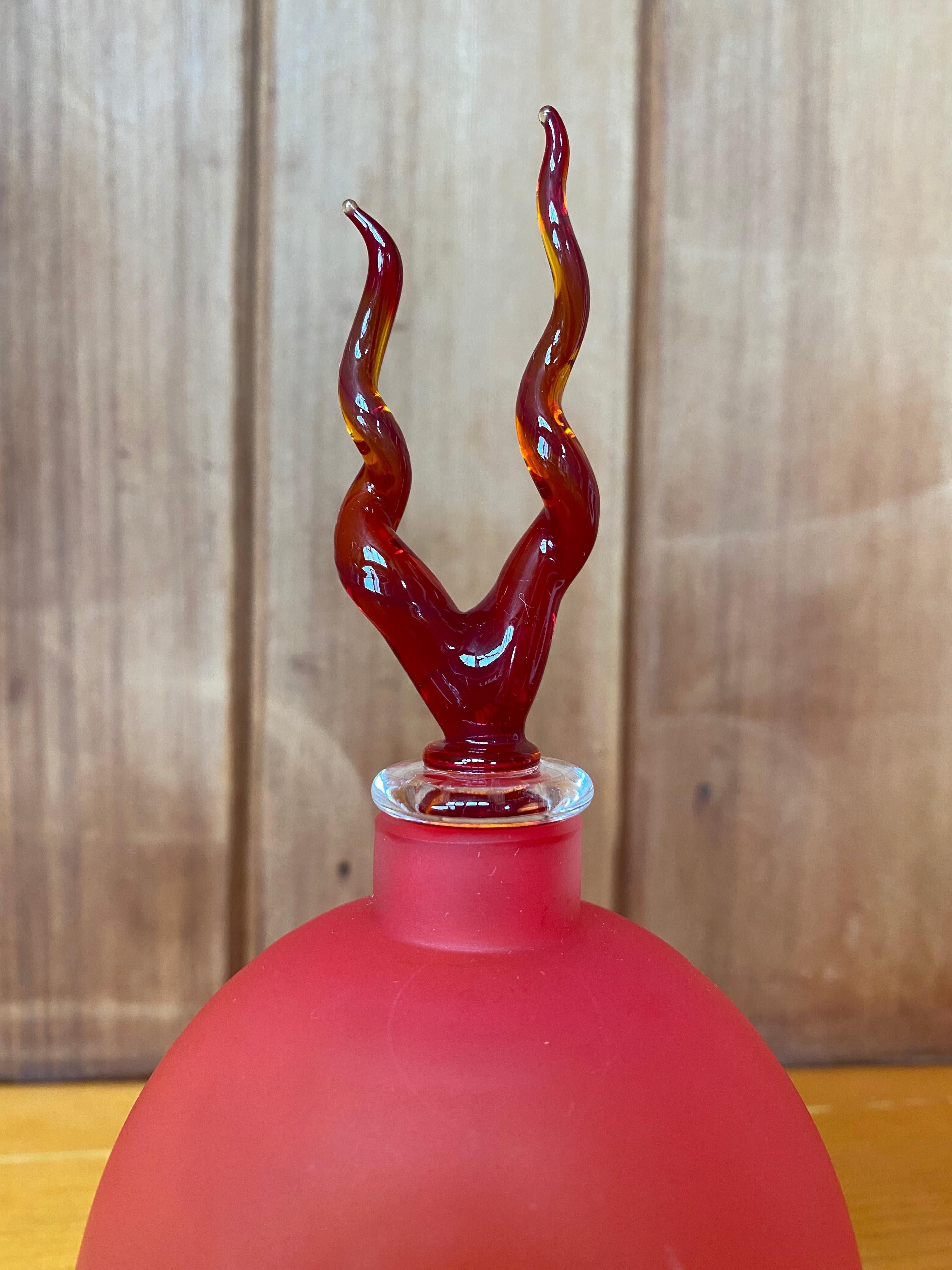 Marcello Furlan LIP Manifattura del Vetro Red Murano Glass Bottle In Good Condition In New York, NY
