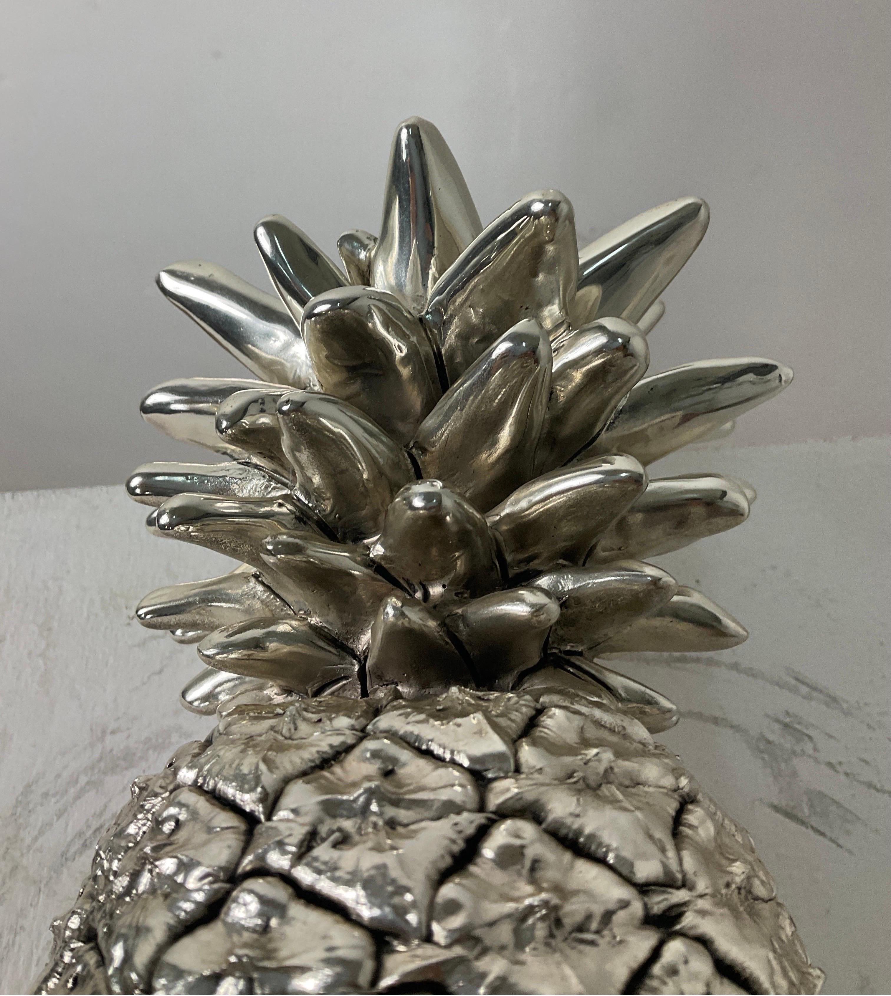 Marcello Giorgio's Silver Laminated Large Italian Pineapple from the Middle For Sale 6