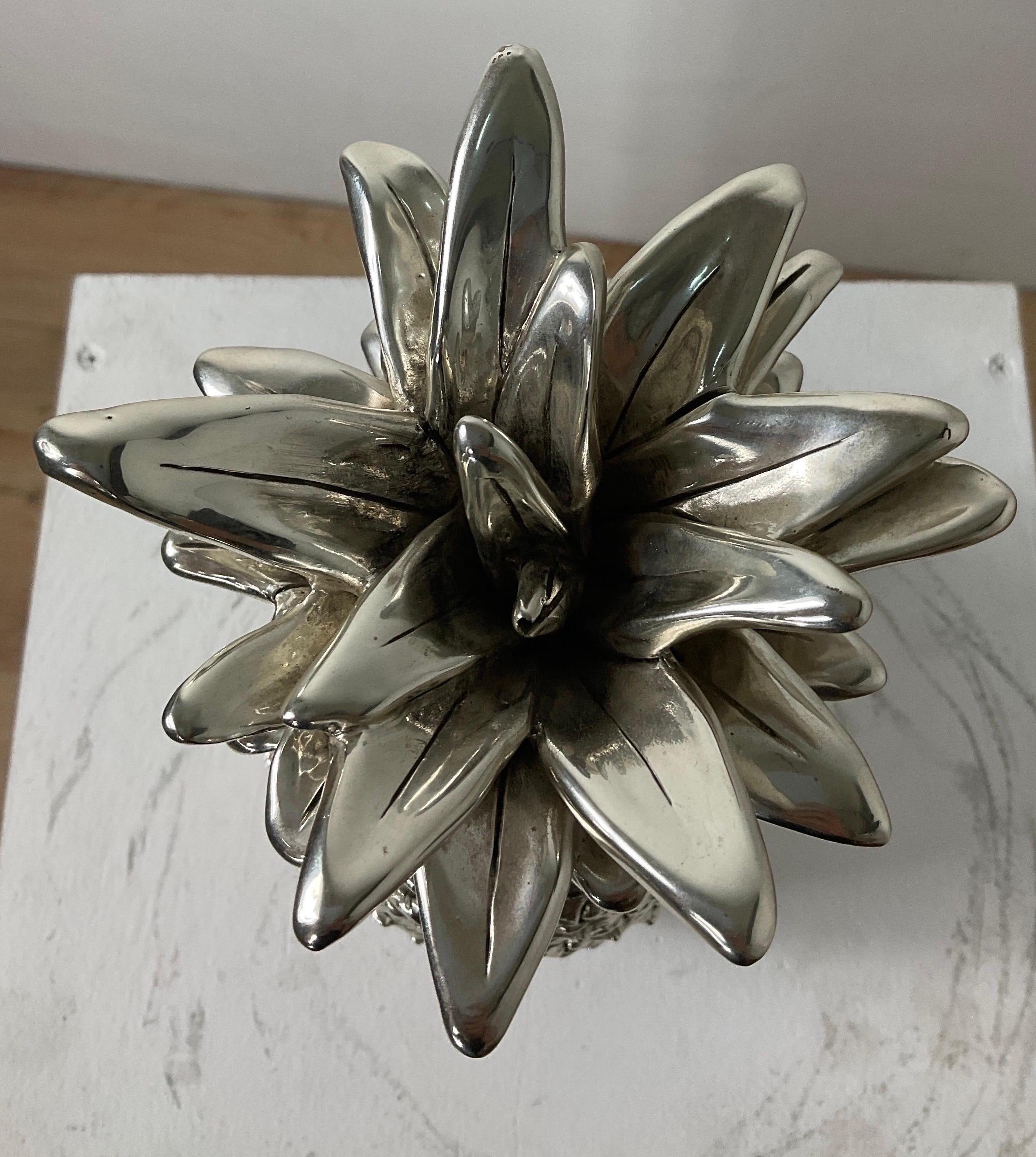 Marcello Giorgio's Silver Laminated Large Italian Pineapple from the Middle For Sale 7