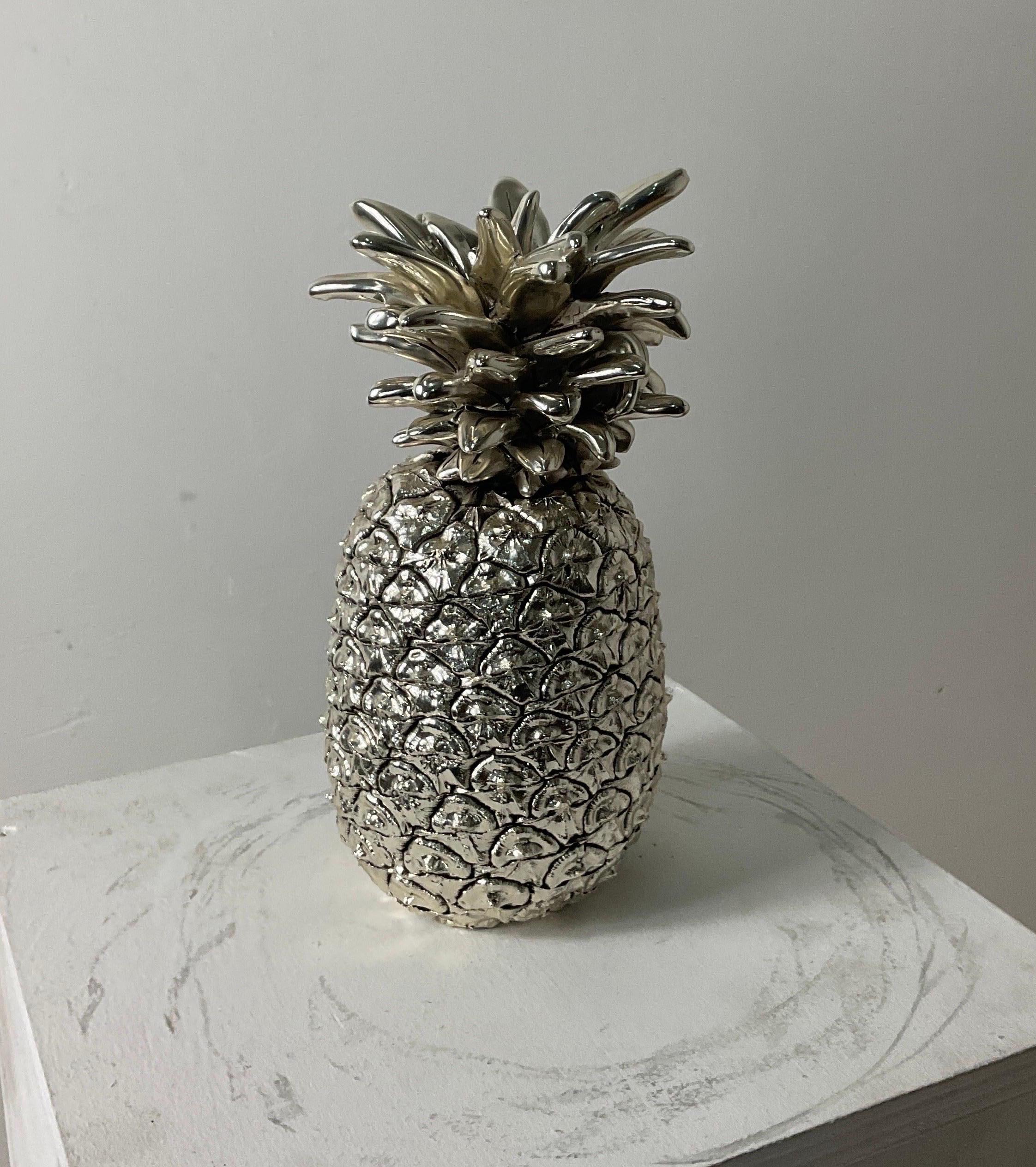 Marcello Giorgio's Silver Laminated Large Italian Pineapple from the Middle For Sale 2