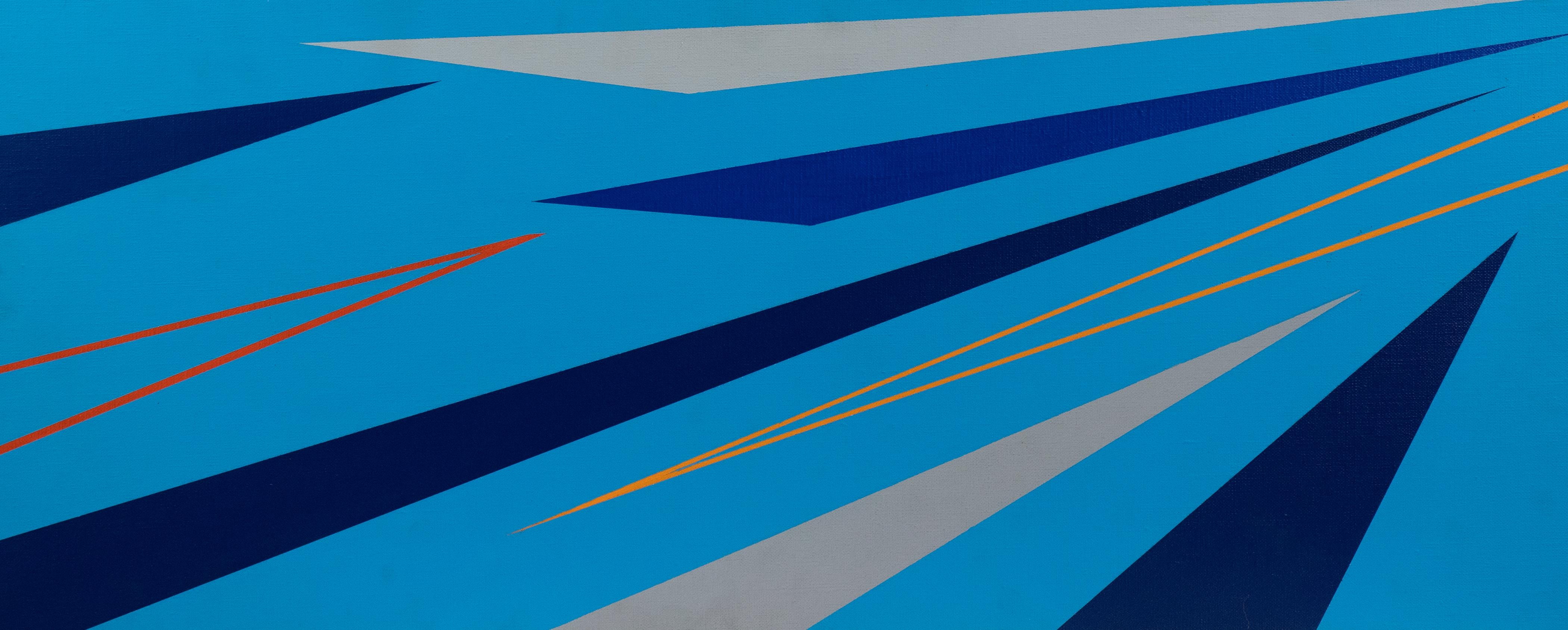 Blue Composition is an original abstract artwork realized by Marcello Grottesi in 1977.

Oil on canvas. 

Hand-signed and dated in light-blue color on the back.

The artwork has been exhibited on the occasion of the exhibition Vedo il blu, il blu