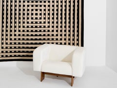 Marcello Morandini Schwarzer und beiger kinetischer getufteter Wollteppich aus Wolle 1989