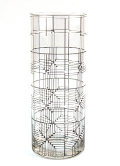 Marcello Morandini for Rosenthal Modern Glass Vase with Graphic Design