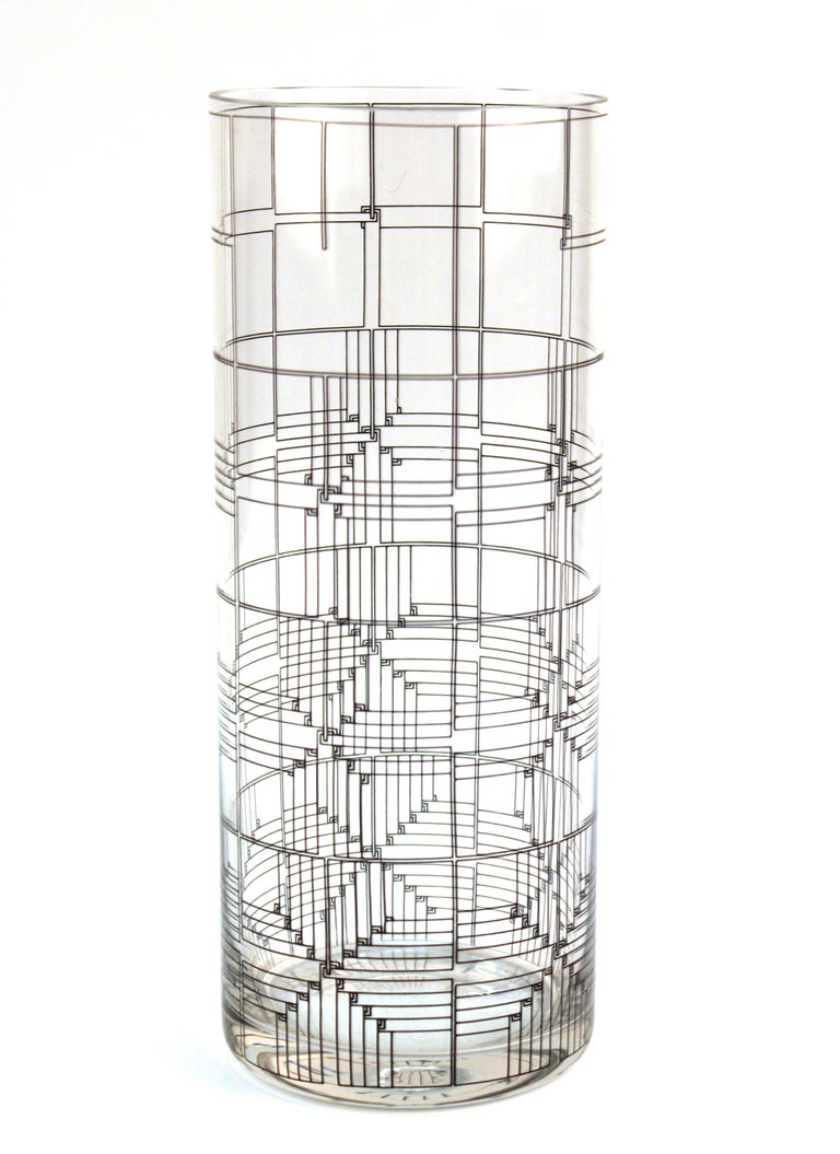 Marcello Morandini for Rosenthal Modern Glass Vase with Graphic Design