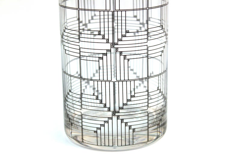 Marcello Morandini for Rosenthal Modern Glass Vase with Graphic Design