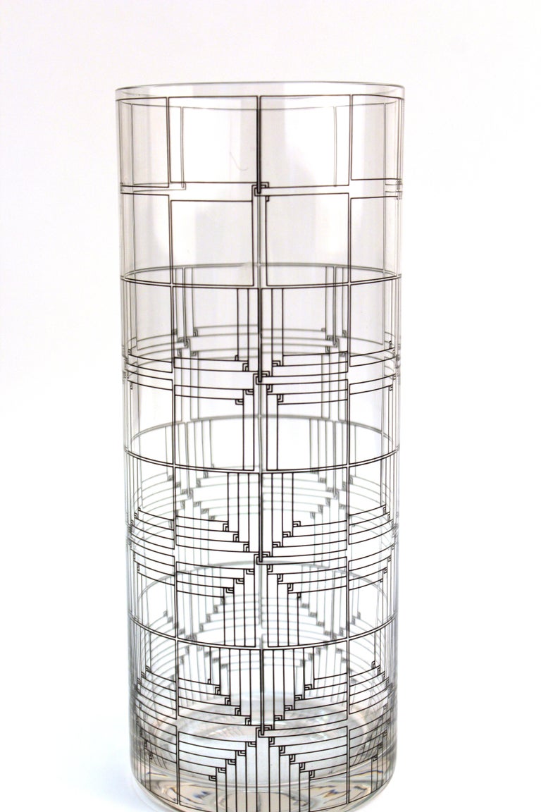 Marcello Morandini for Rosenthal Modern Glass Vase with Graphic Design