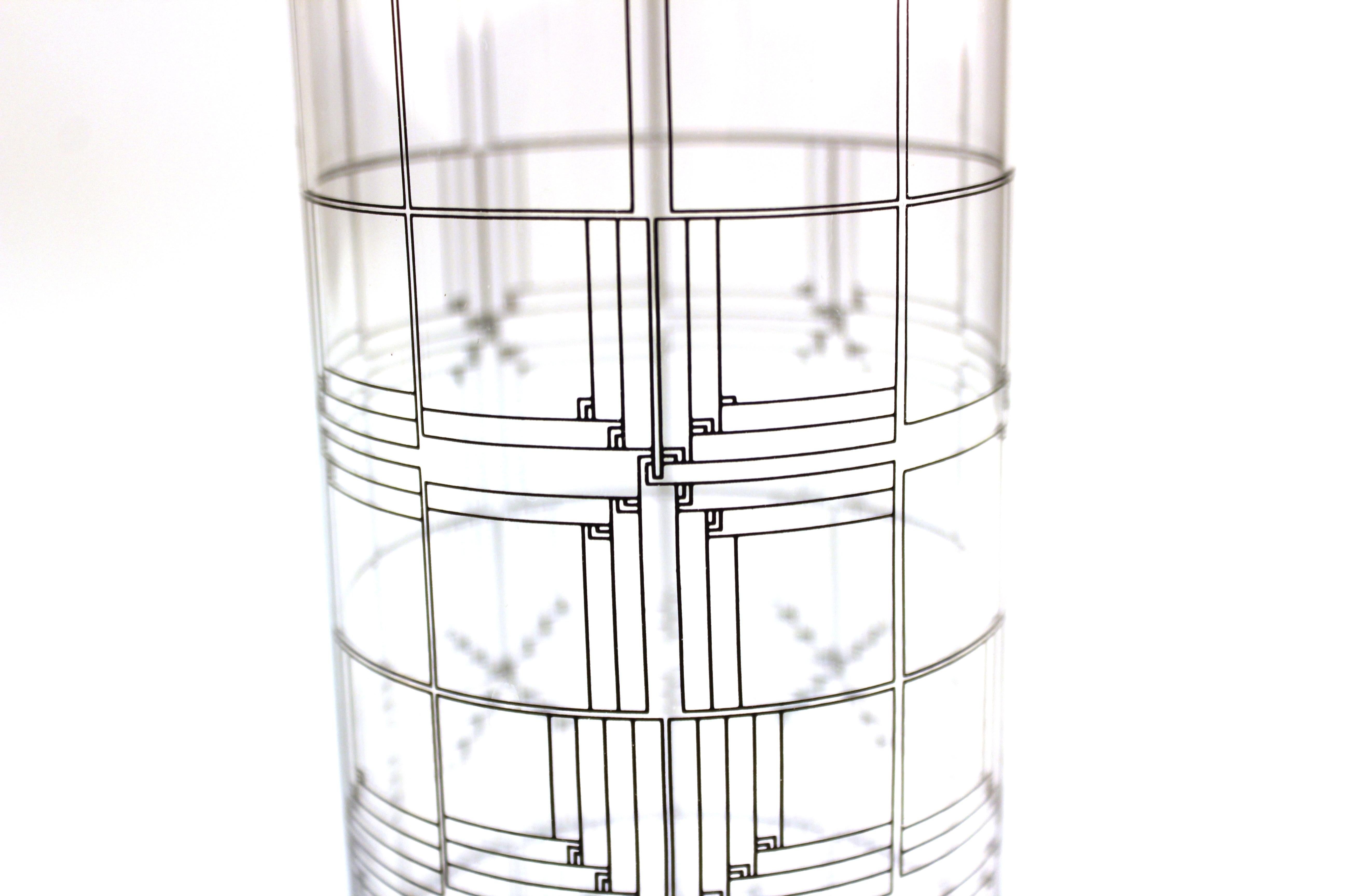 German Marcello Morandini for Rosenthal Modern Glass Vase with Graphic Design