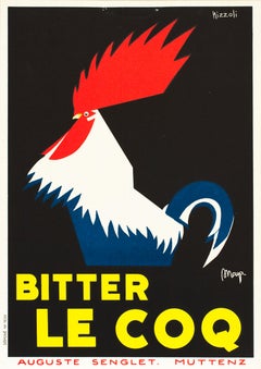 Affiche en magasin d'origine Bitter Le Coq vintage