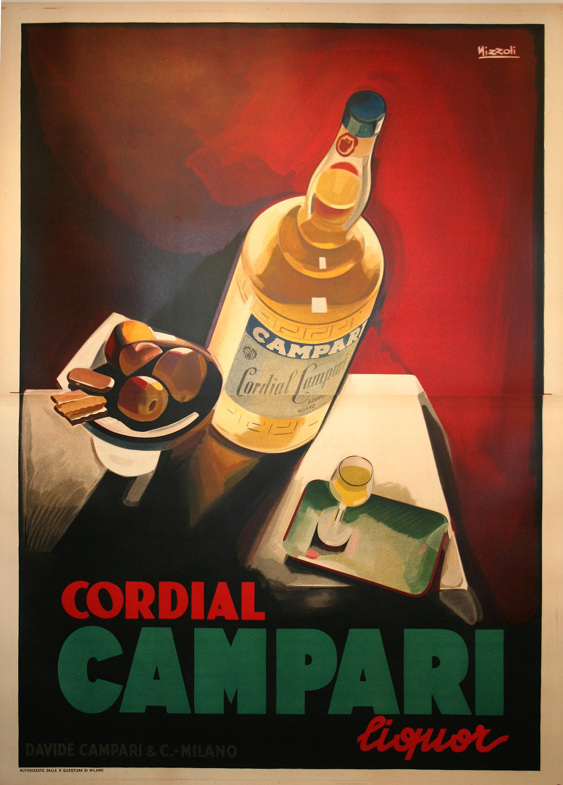 Cordial Campari-Poster von Nizzoli, 1926, Original, Art déco in Übergröße, Art déco – Print von Marcello Nizzoli