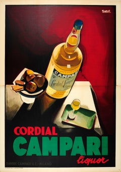 Large Original Vintage Drink Poster By Nizzoli For Cordial Campari Liquor Milano