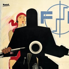 Original Vintage Advertising Poster Leon Houard Fabrique Nationale Motorcycles