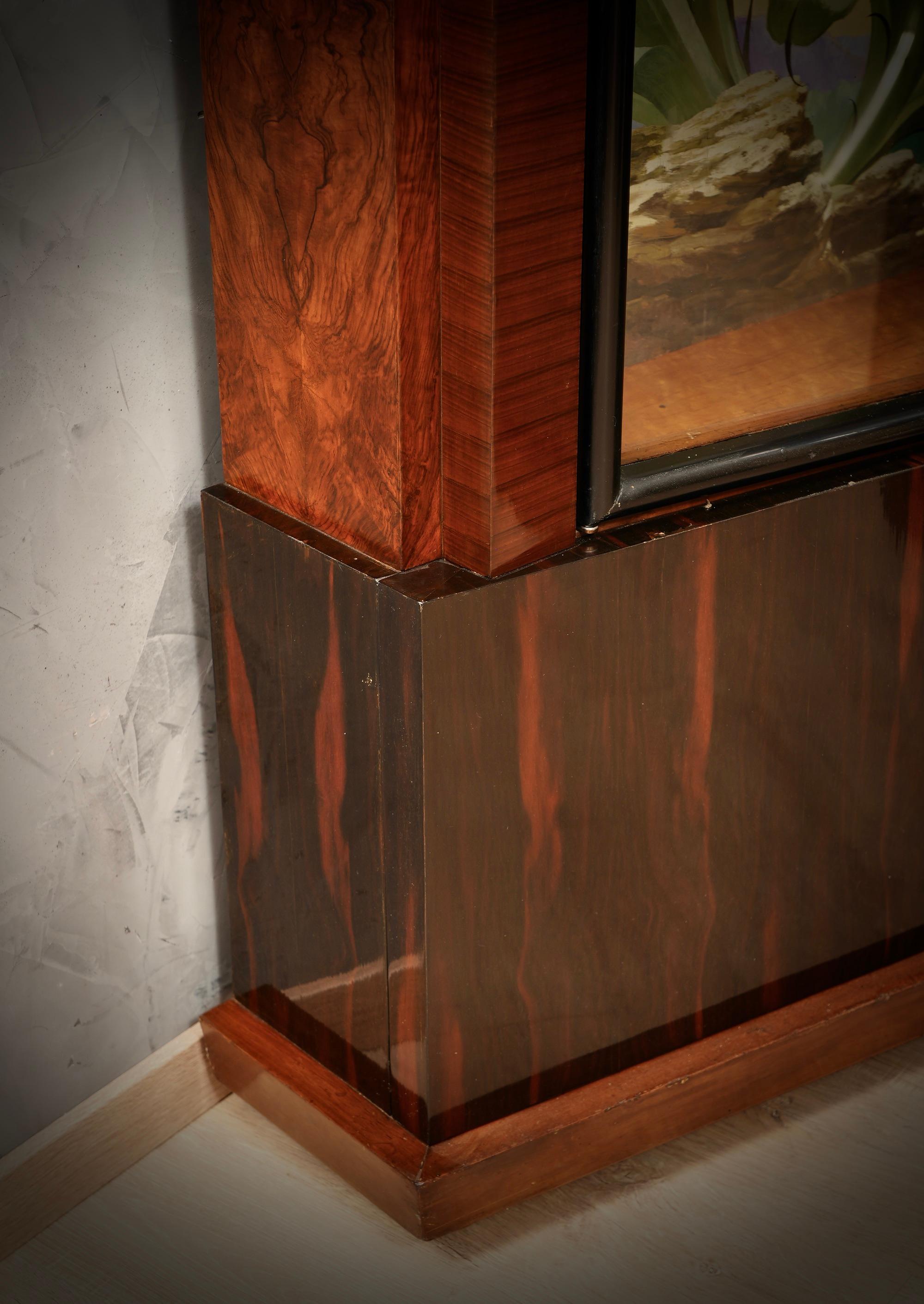 Marcello Piacentini Art Deco Walnut Wood Italian Corner Cupboards, 1940 For Sale 4
