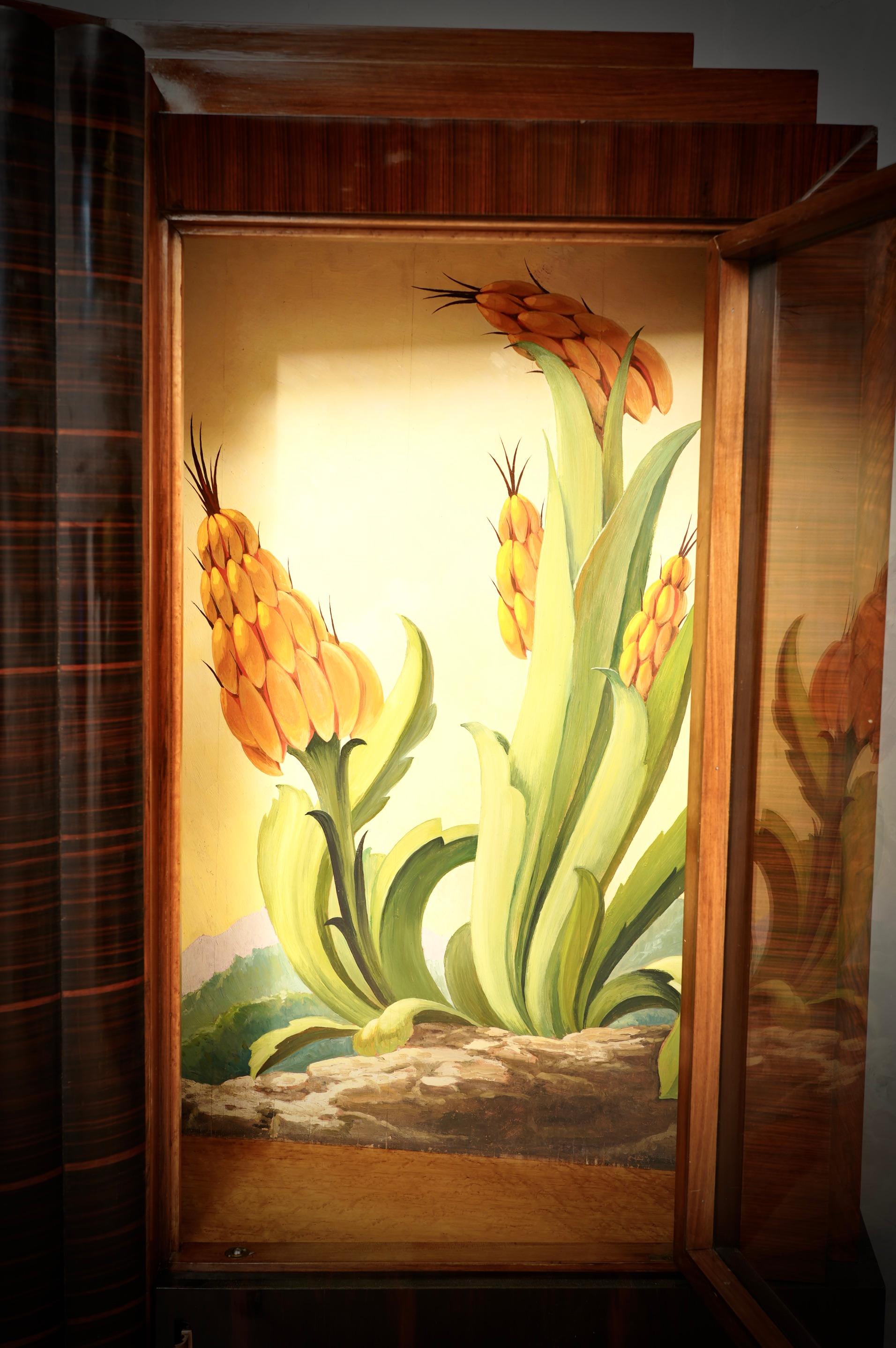 Marcello Piacentini Art Deco Walnut Wood Italian Corner Cupboards, 1940 In Good Condition For Sale In Rome, IT