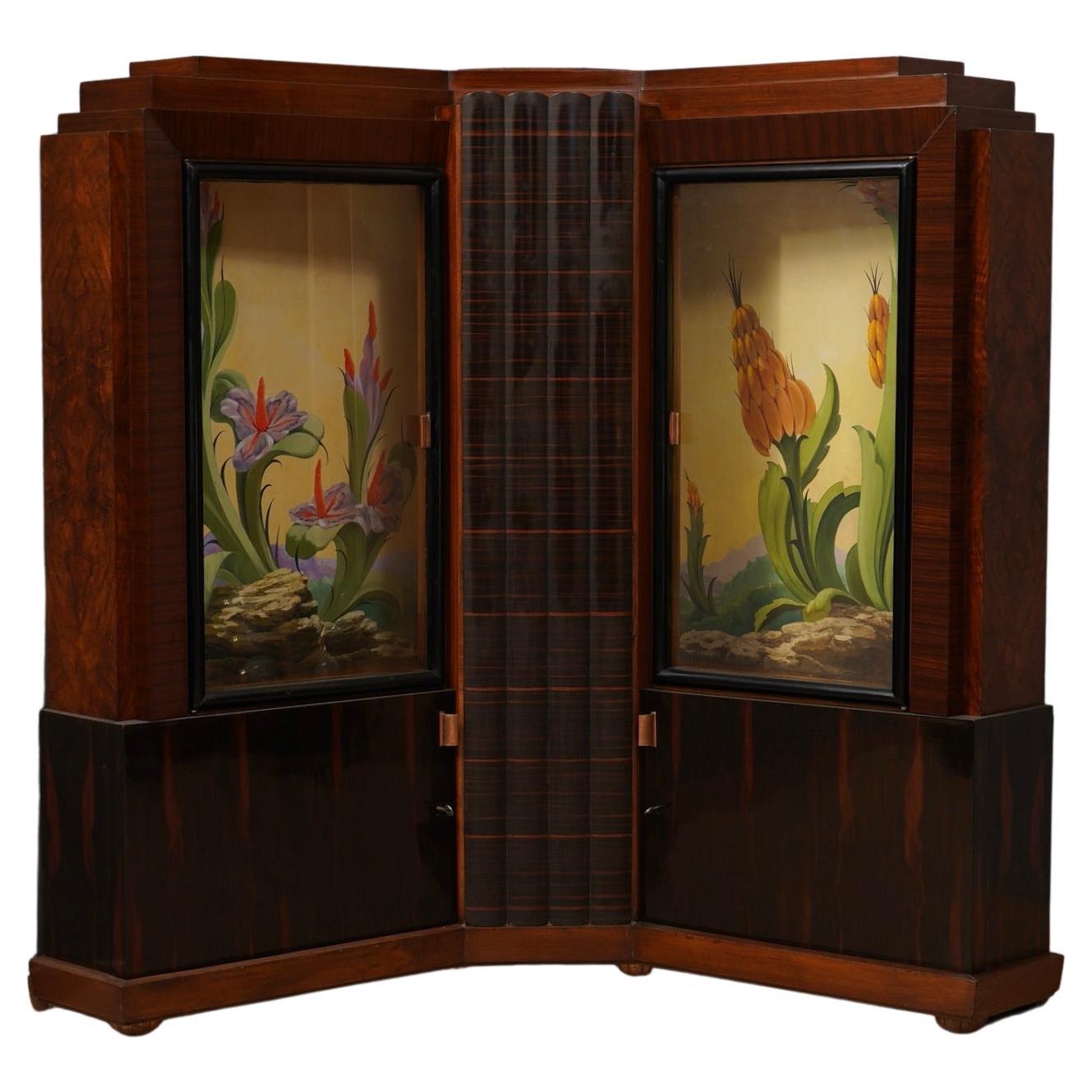 Marcello Piacentini Art Deco Italian Corner Cupboards, 1940