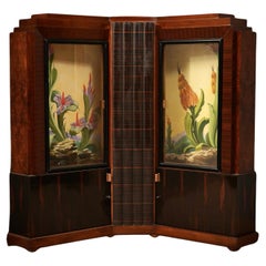 Armoires d'angle italiennes Art déco en bois de noyer, Marcello Piacentini, 1940