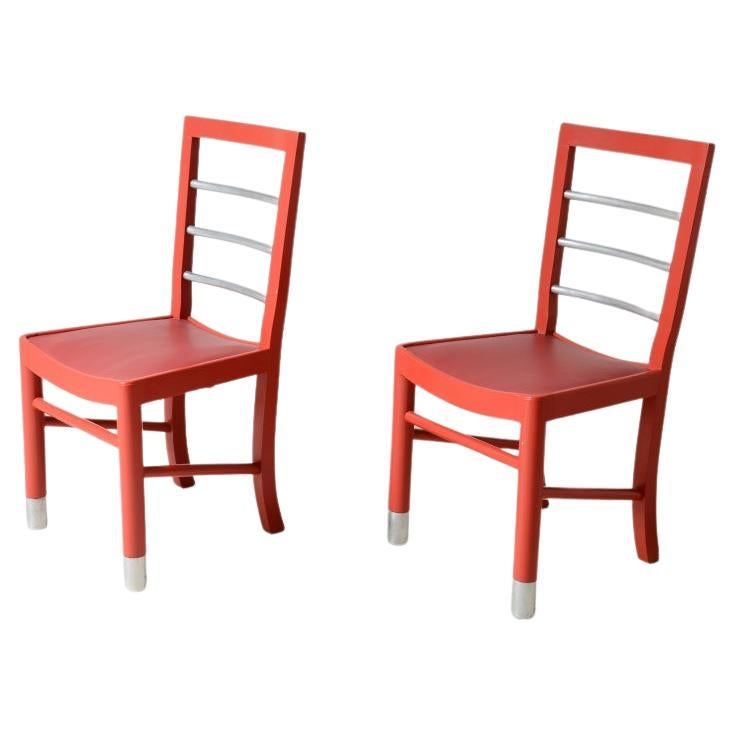 Marcello Piacentini, two Chairs in Lacquered Wood 