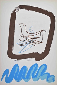 Pigeon - Lithographie de Marcello Pirro - années 1970
