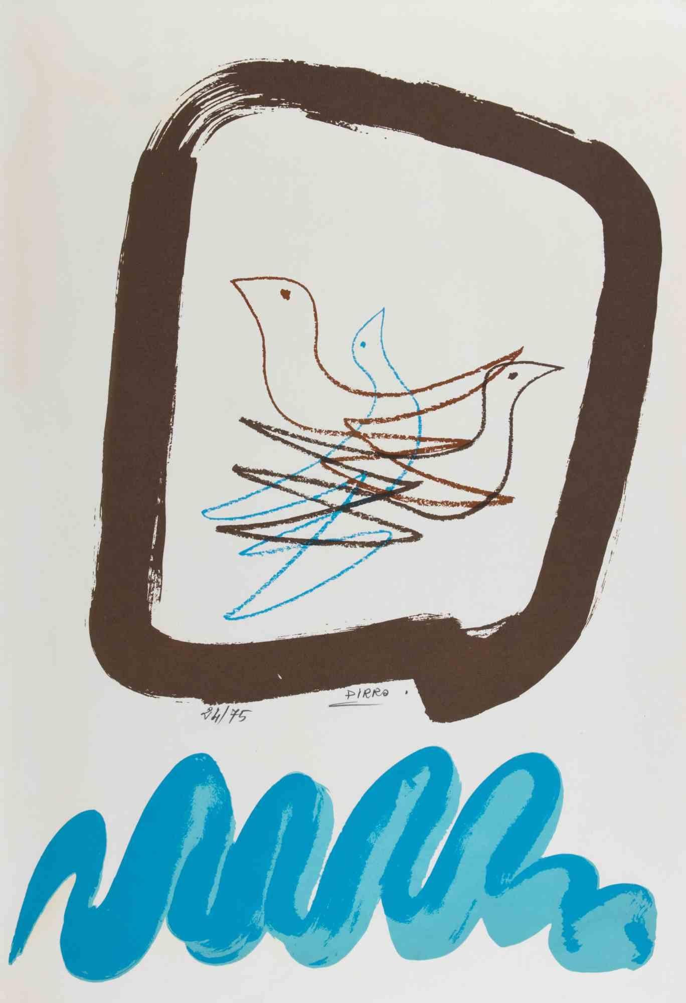 Palomas es una obra de arte contemporáneo realizada por Marcello Pirro en la década de 1970.

Litografía mixta en color.

Firmado a mano y numerado en el margen inferior.

Edición de 24/75.

Buenas condiciones.