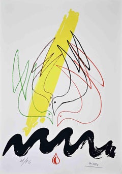 Pigeons – Lithographie von Marcello Pirro – 1970er Jahre