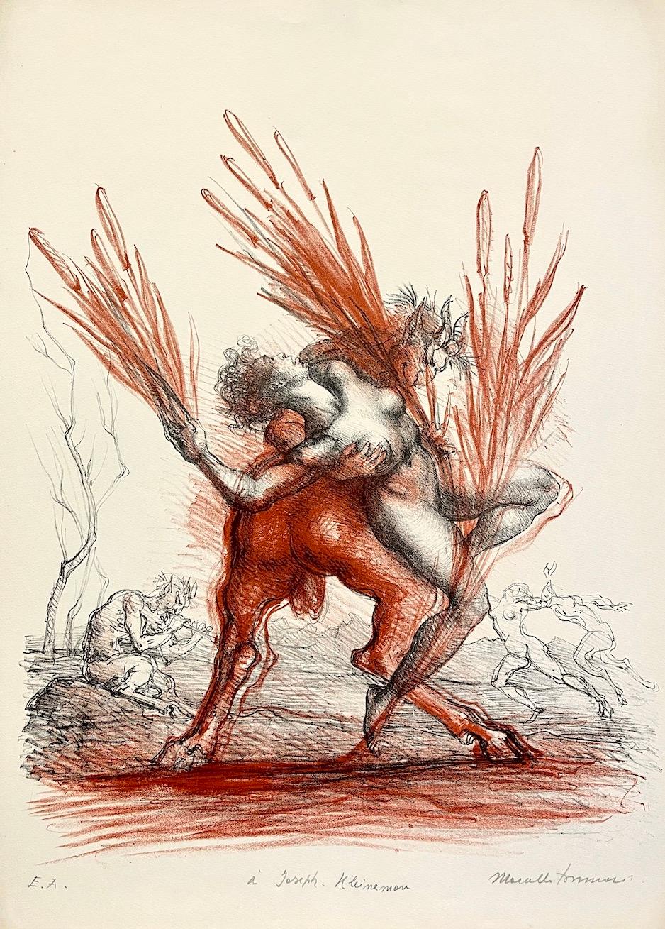 Lithographie signée OVID METAMORPHOSES, Nessus et Deianira, Centaure, Mythologie  - Print de Marcello Tommasi